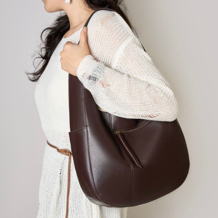 Women's Top Grain Leather Simple Large Capacity Tote Bag