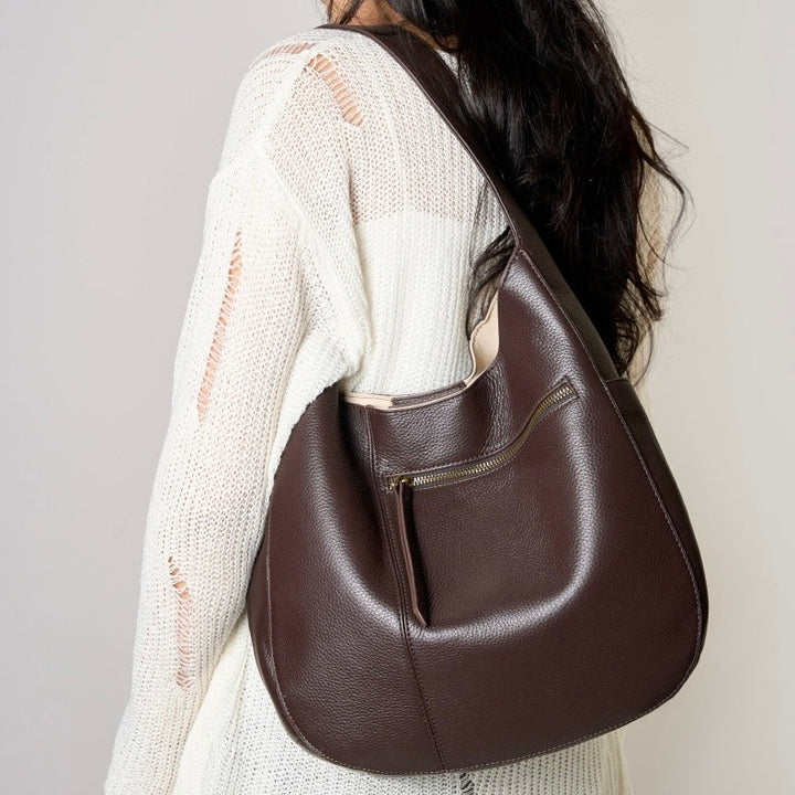 Women's Top Grain Leather Simple Large Capacity Tote Bag