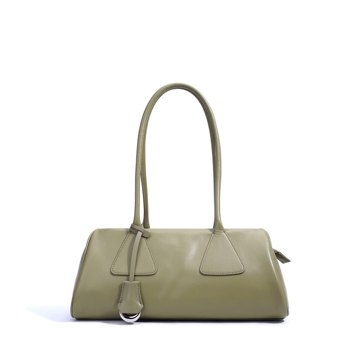 Spring Summer French Style Genuine Leather Pillow Shoulder Baguette Bag