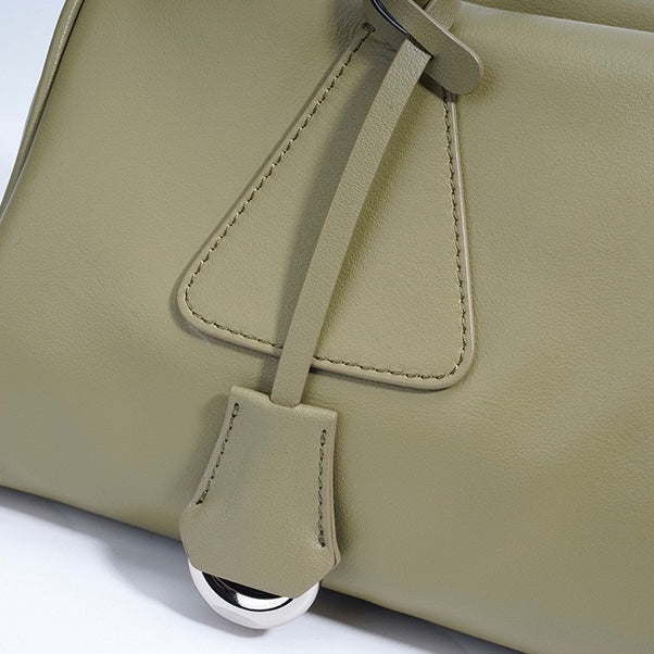 Spring Summer French Style Genuine Leather Pillow Shoulder Baguette Bag