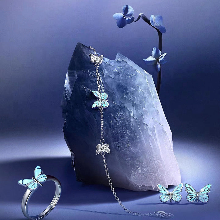 Luminous Dream Blue Butterfly Jewelry 4-in-1 Bundle