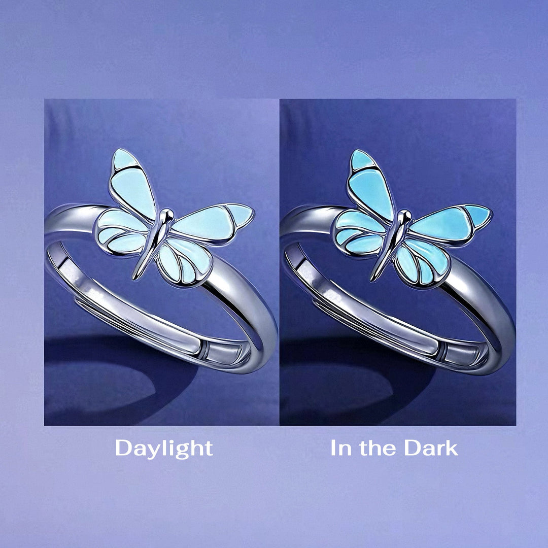 Luminous Dream Blue Butterfly Ring