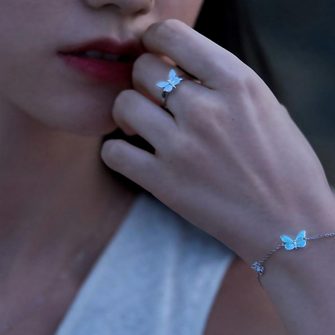 Luminous Dream Blue Butterfly Ring