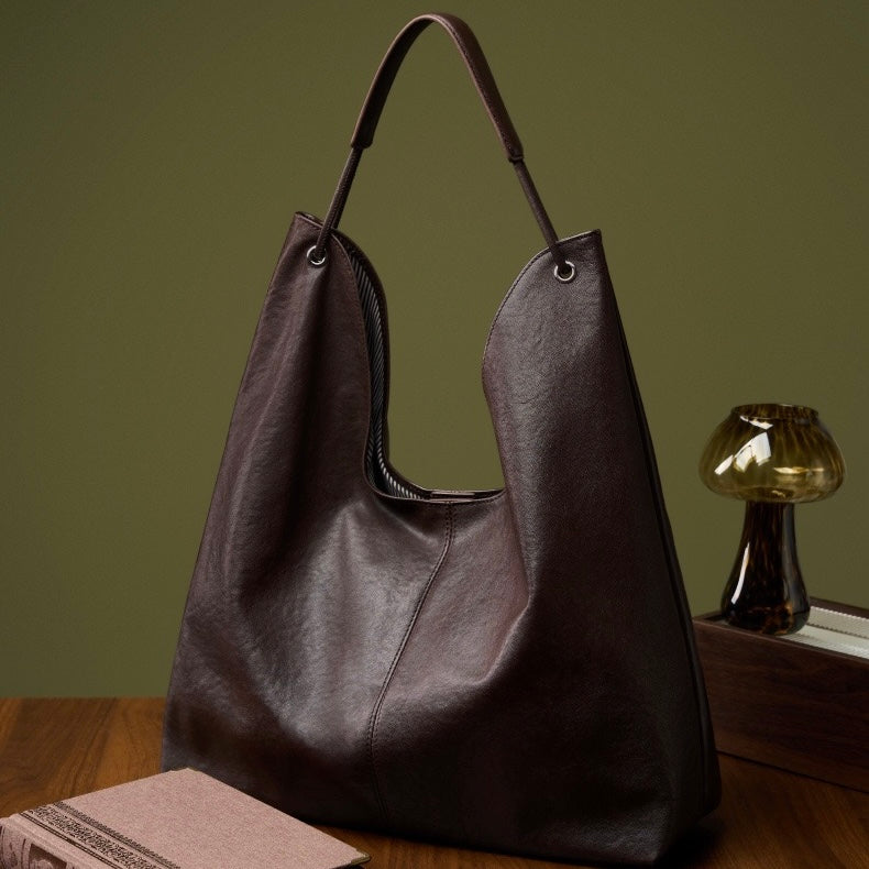 Large Capacity Minimalist Premium Genuine Leather Tote Bag