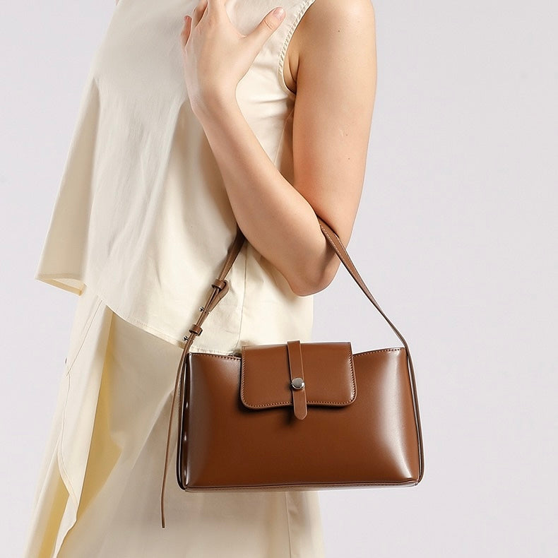 Commuter Elegant Versatile Handheld Shoulder Leather Bag