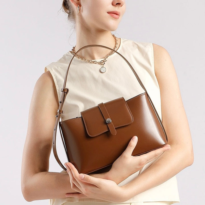 Commuter Elegant Versatile Handheld Shoulder Leather Bag