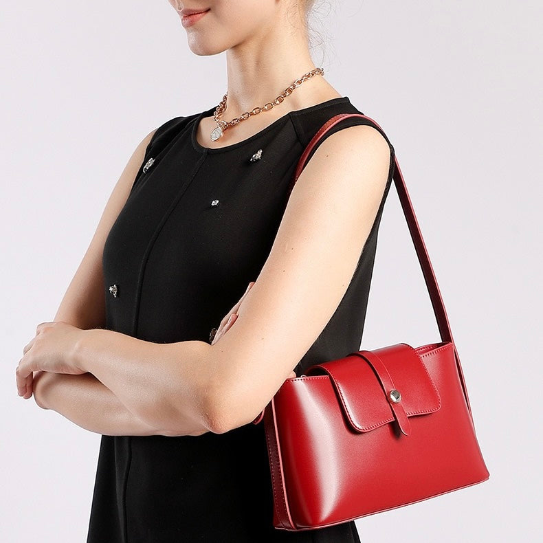 Commuter Elegant Versatile Handheld Shoulder Leather Bag