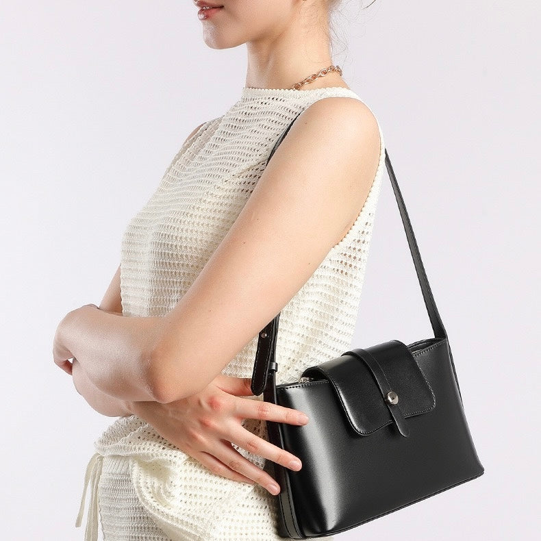 Commuter Elegant Versatile Handheld Shoulder Leather Bag