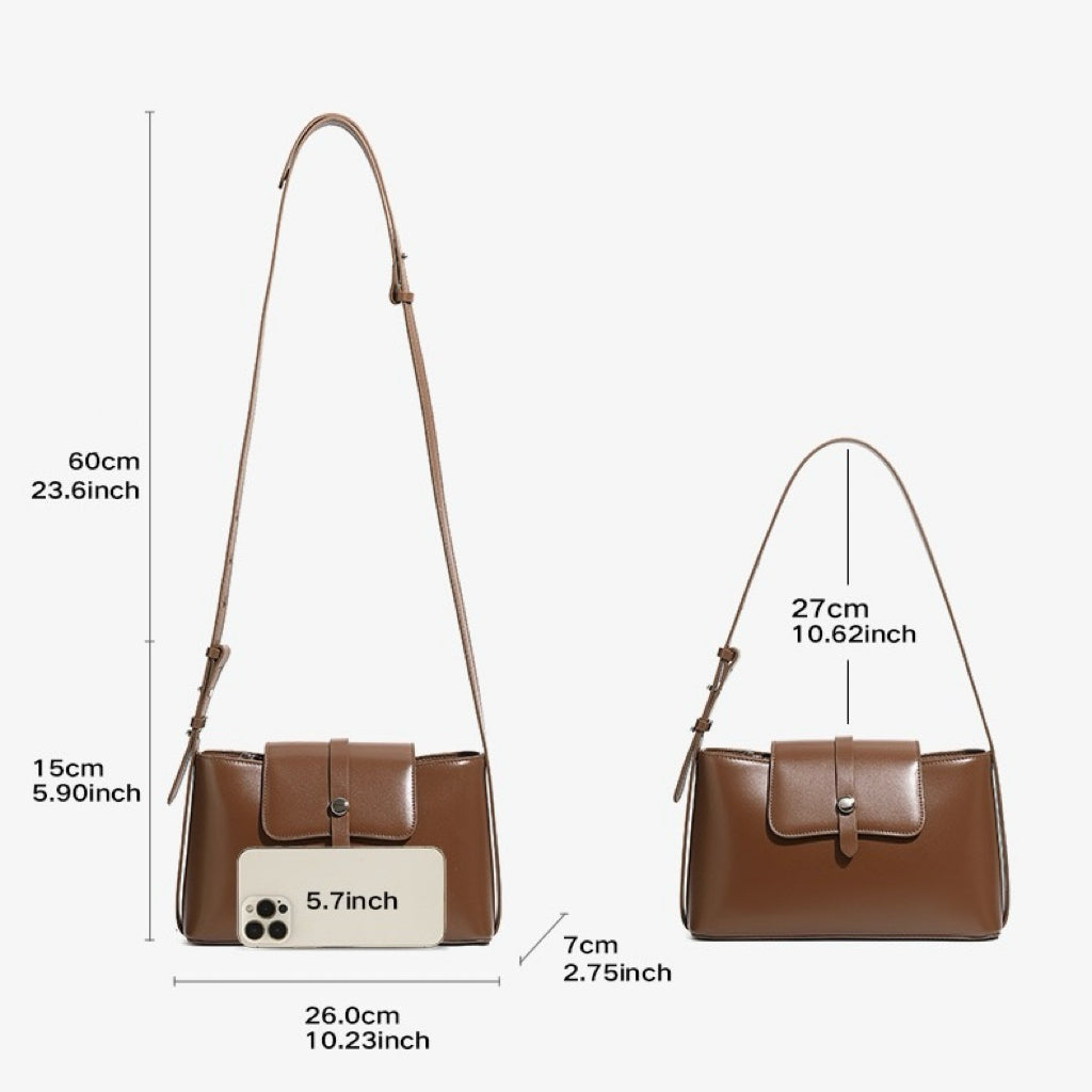 Commuter Elegant Versatile Handheld Shoulder Leather Bag