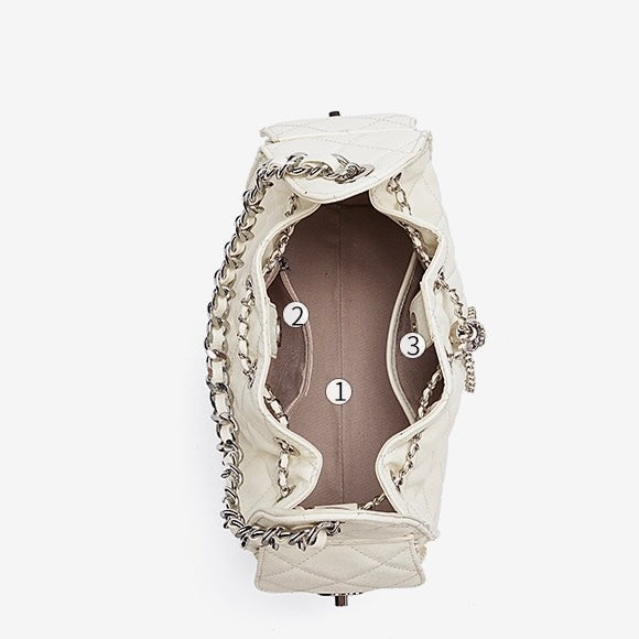 Genuine Leather Caviar Pattern Large Capacity Bucket Shoulder Bag