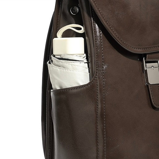 Genuine Leather Unisex Bronze-Era Casual Backpack