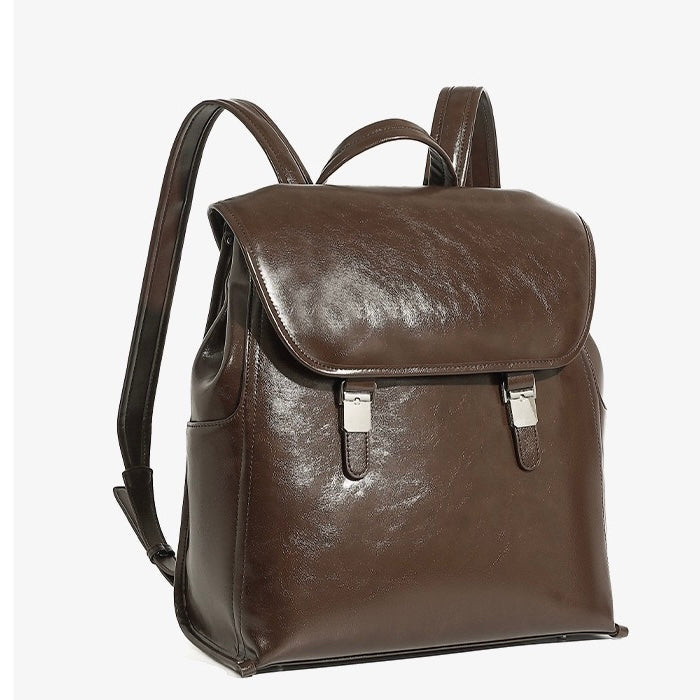 Genuine Leather Unisex Bronze-Era Casual Backpack