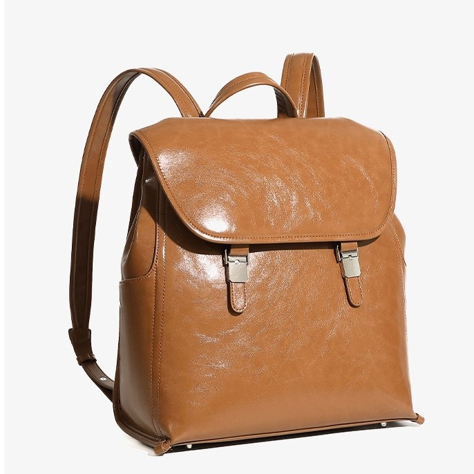 Genuine Leather Unisex Bronze-Era Casual Backpack