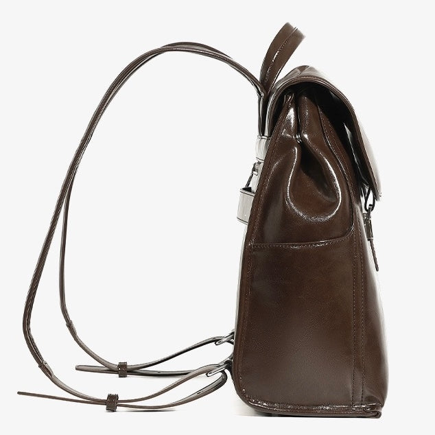 Genuine Leather Unisex Bronze-Era Casual Backpack