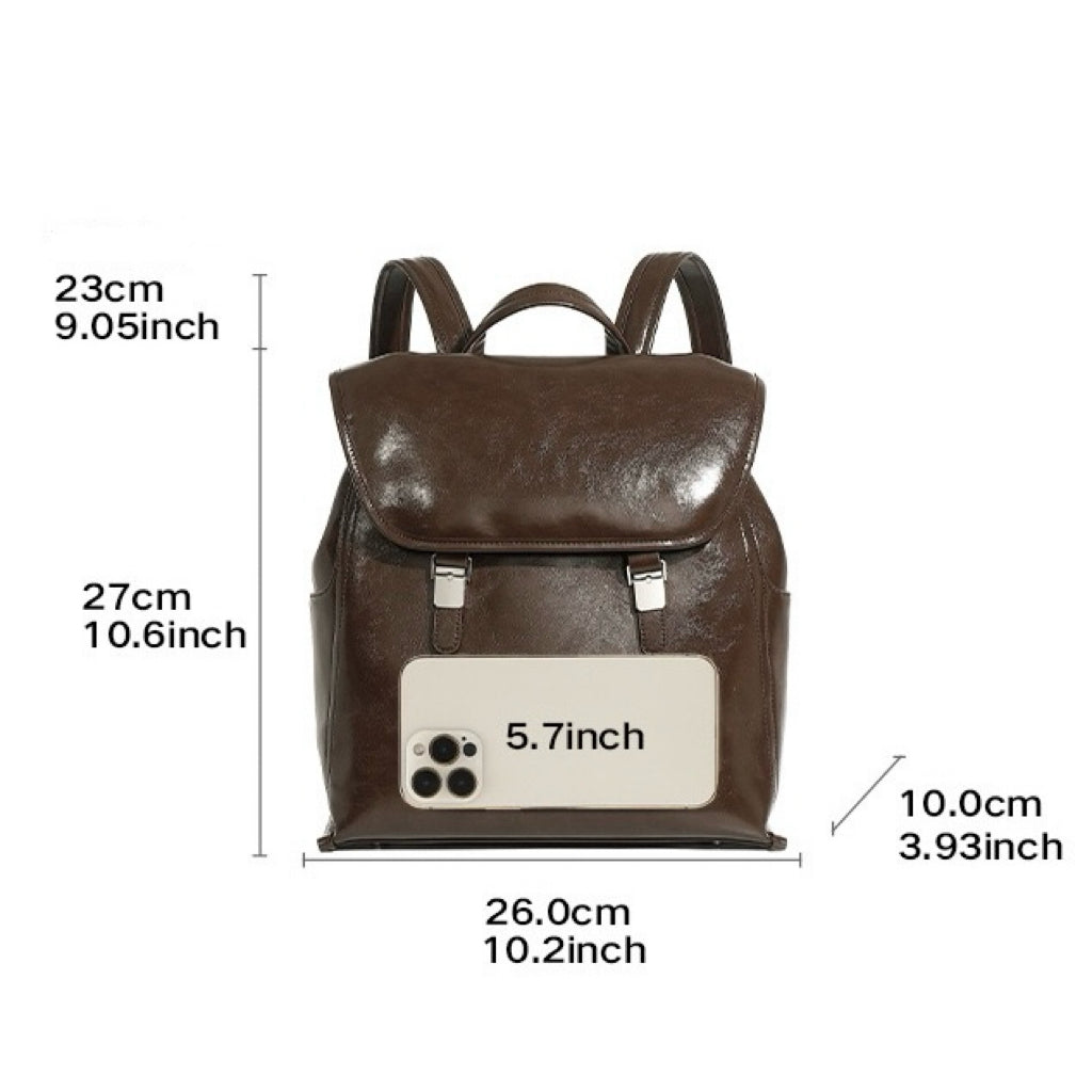 Genuine Leather Unisex Bronze-Era Casual Backpack