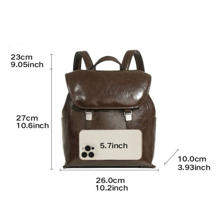 Genuine Leather Unisex Bronze-Era Casual Backpack