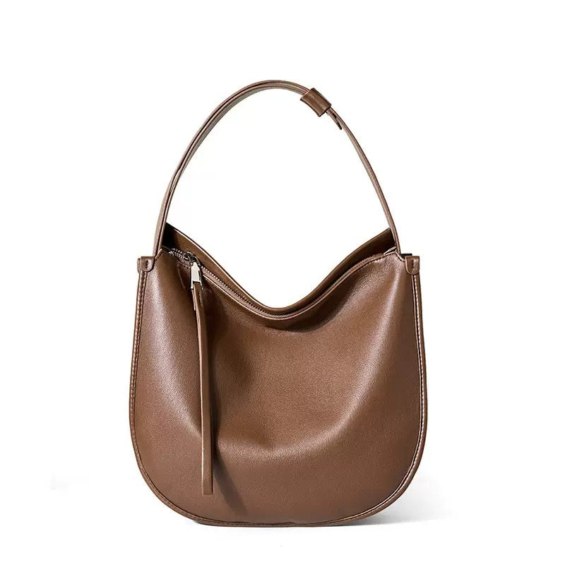 Women’s Genuine Leather Soft Tote Bag in Lazy Chic Style with Large Capacity