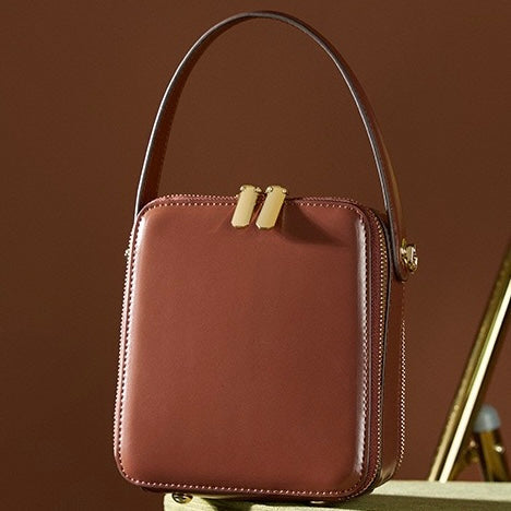 Stylish Genuine Leather Boxy Handheld Crossbody Bag for Women