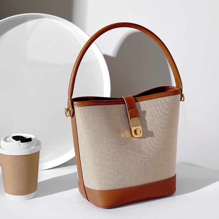 Niche Commuter Color Block Woven Shoulder Bag