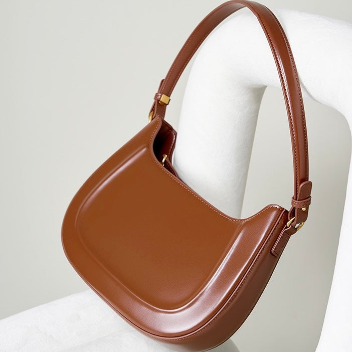 Vintage Genuine Leather Saddle Shoulder Crossbody Bag for Women