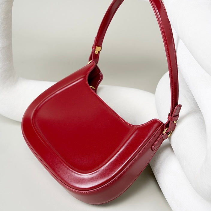 Vintage Genuine Leather Saddle Shoulder Crossbody Bag for Women