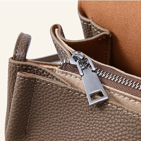 Exquisite Genuine Leather Crossbody Bag with Mini Elephant Pendant