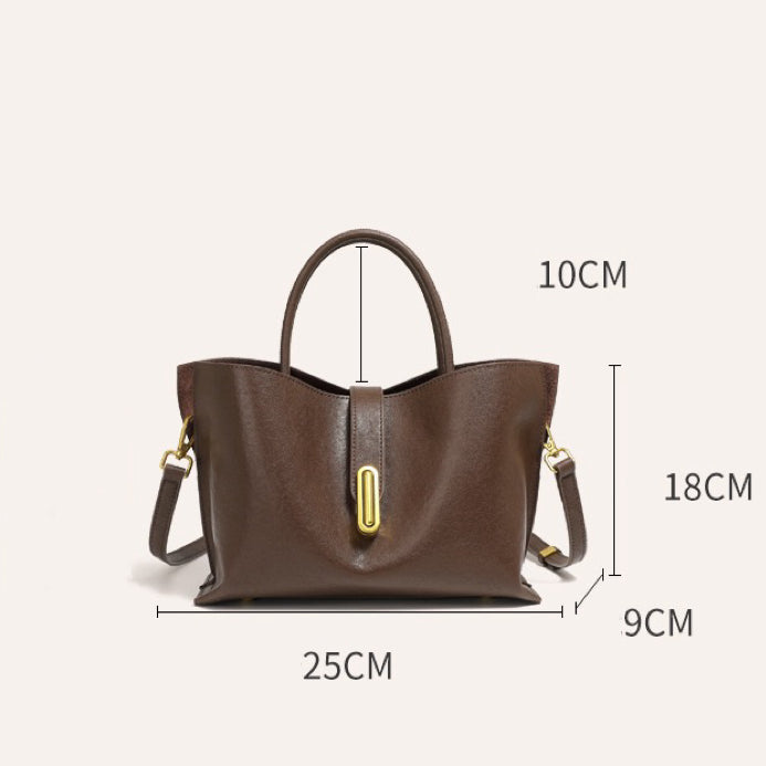 Women's Genuine Cowhide Niche Commuter Crossbody Tote