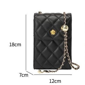 Women's Genuine Leather Chain Mini Crossbody Phone Bag with Chic Style