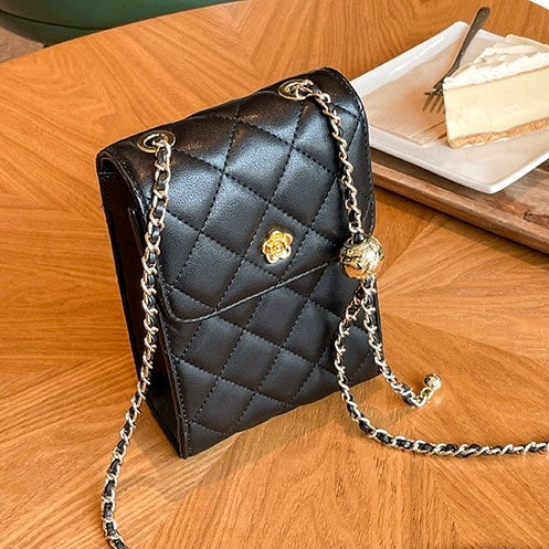 Women's Genuine Leather Chain Mini Crossbody Phone Bag with Chic Style