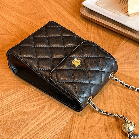 Women's Genuine Leather Chain Mini Crossbody Phone Bag with Chic Style