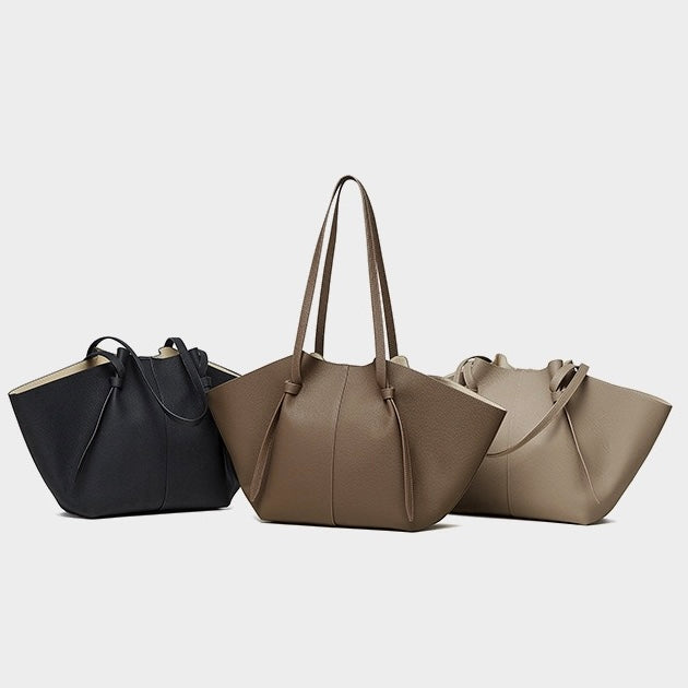 Duo-Set Textured Leather Tote with Pouch