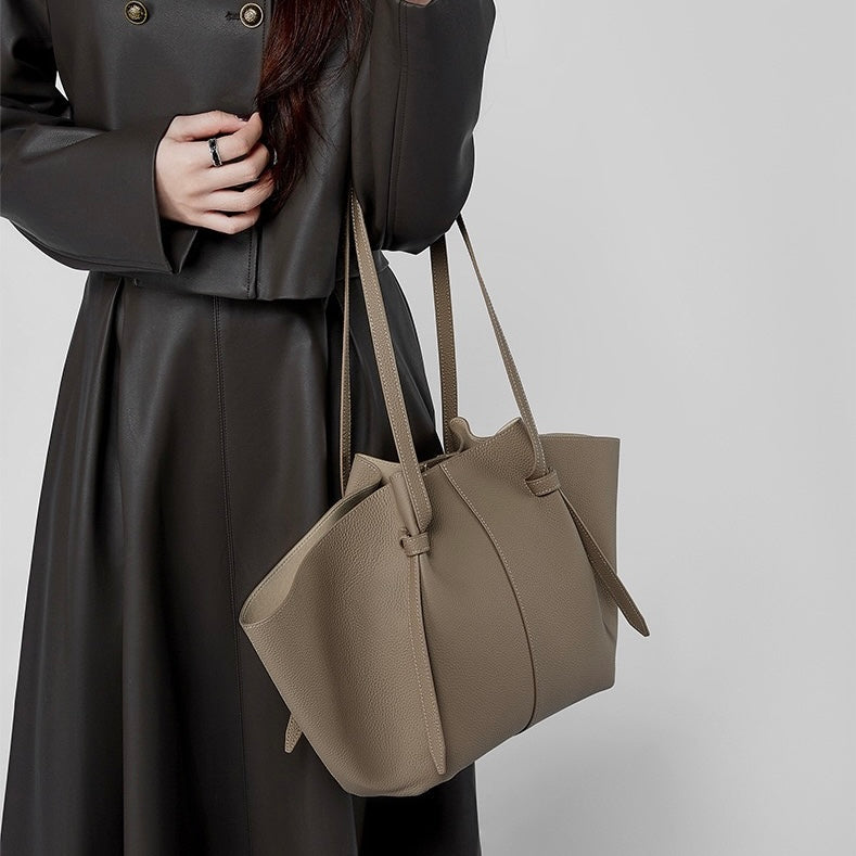 Duo-Set Textured Leather Tote with Pouch