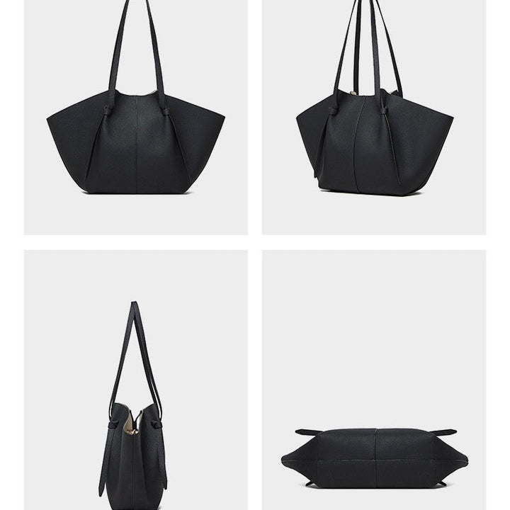 Duo-Set Textured Leather Tote with Pouch