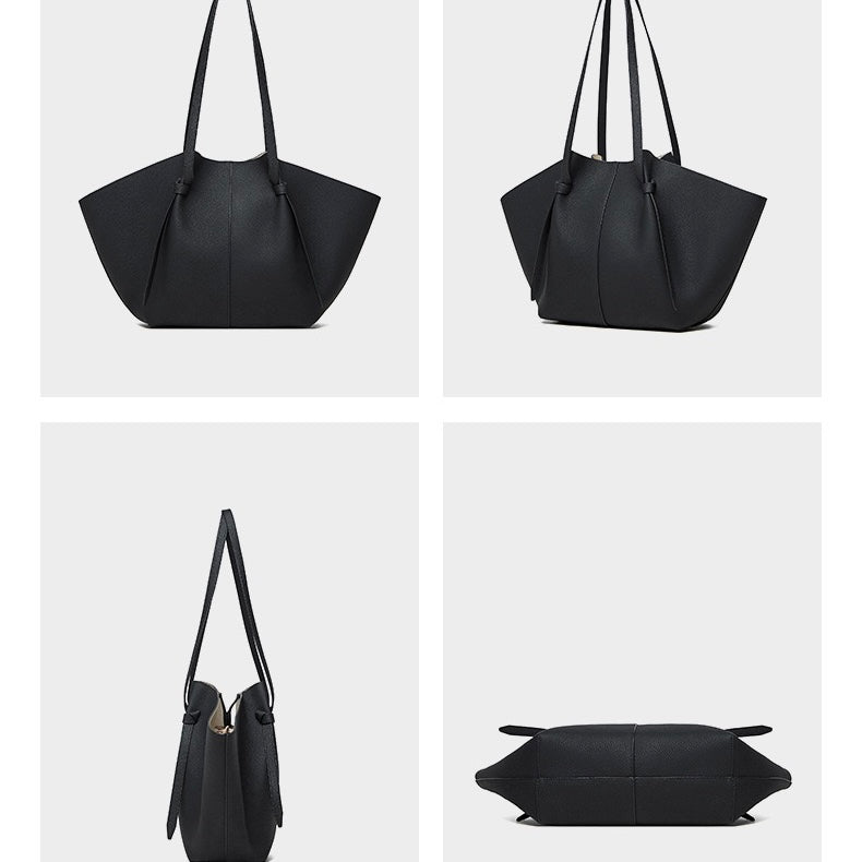 Duo-Set Textured Leather Tote with Pouch