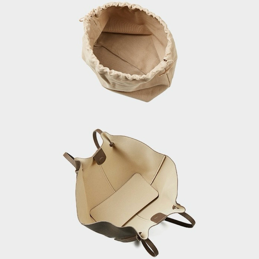 Duo-Set Textured Leather Tote with Pouch