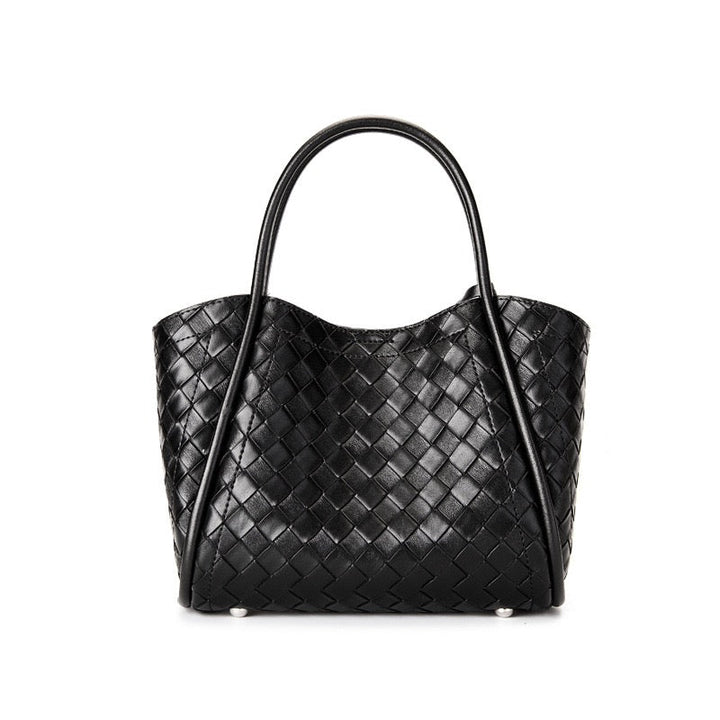 Premium Leather Woven Large Capacity Versatile Tote Crossbody Basket Bag