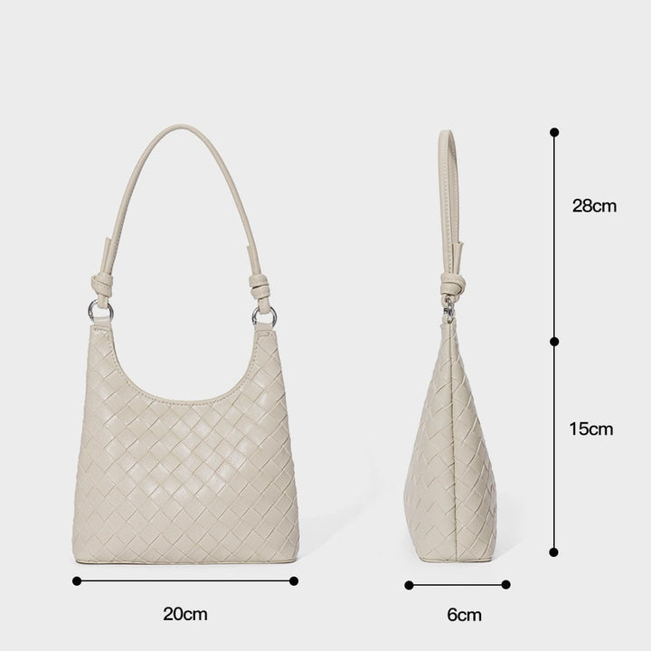 Women’s Genuine Leather Woven Shoulder Bag with Exquisite Weave Detail