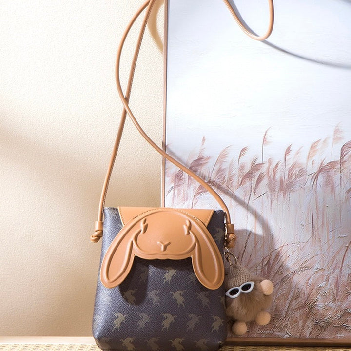 Vintage Print Rabbit Flip Top Small Crossbody Women Phone Bag