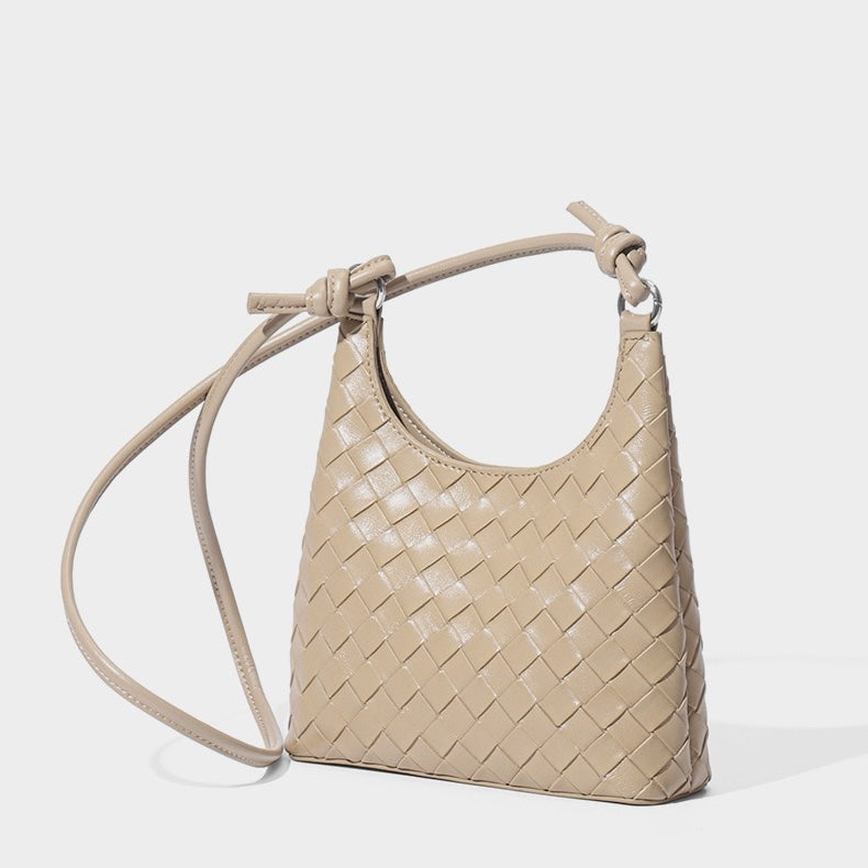 Women’s Genuine Leather Woven Shoulder Bag with Exquisite Weave Detail