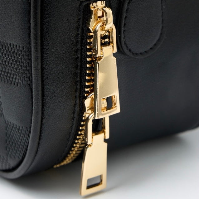 Elegant Women's Genuine Leather Checkered Crossbody Bag