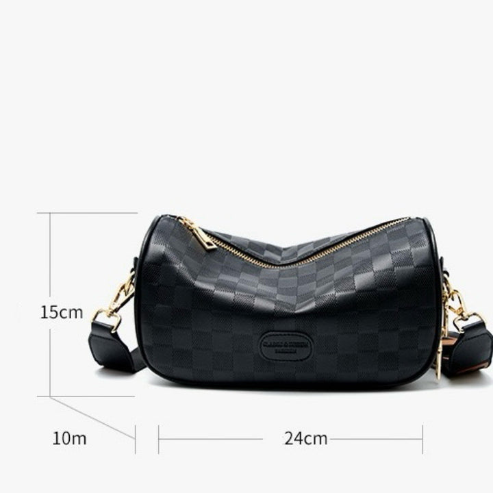 Elegant Women's Genuine Leather Checkered Crossbody Bag