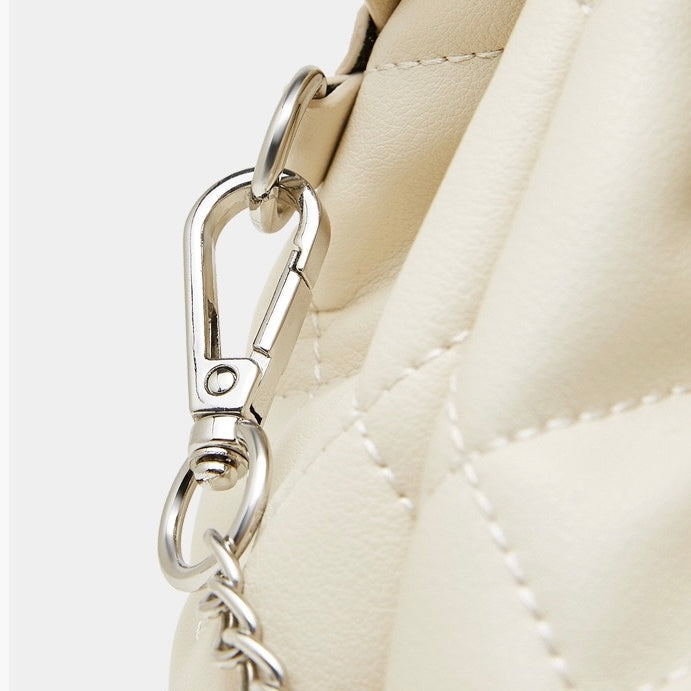 Chic Diamond-Quilted Genuine Leather Mini Backpack with Detachable Pouch