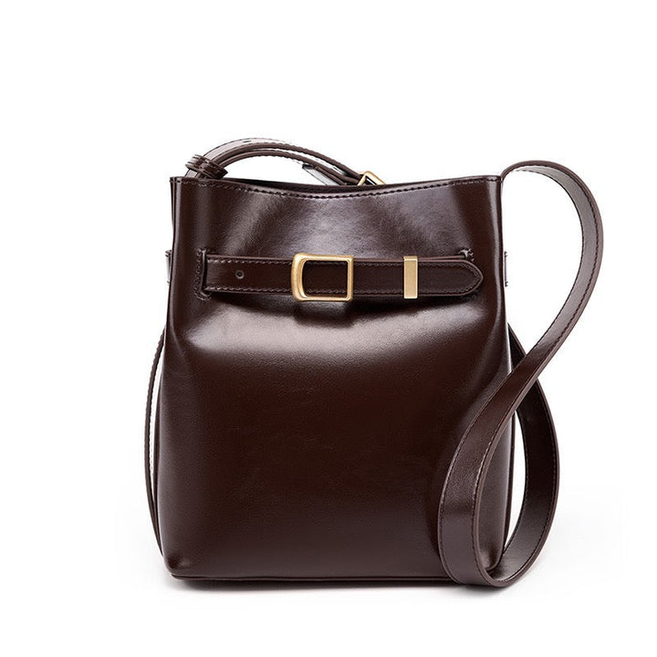 Women's Genuine Leather Vintage Shoulder Bucket Bag