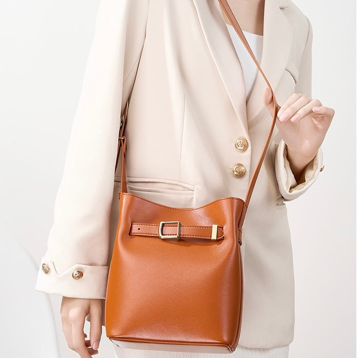 Women's Genuine Leather Vintage Shoulder Bucket Bag
