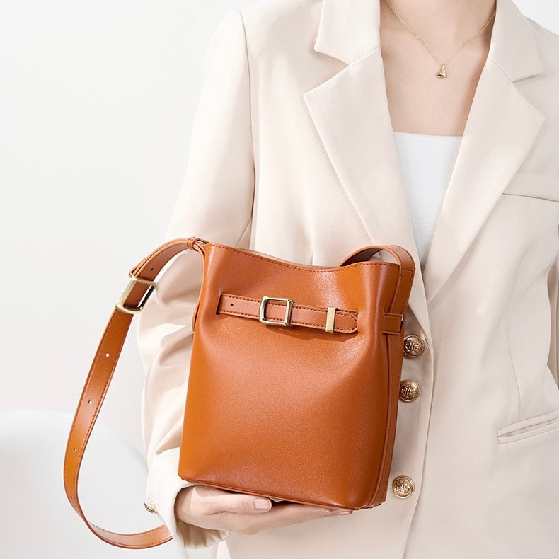 Women's Genuine Leather Vintage Shoulder Bucket Bag