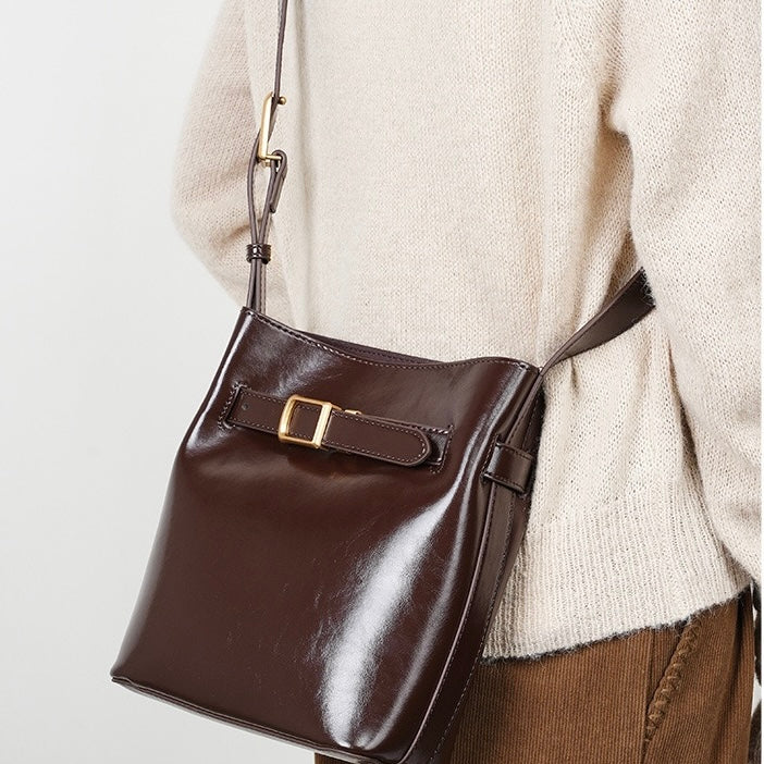 Women's Genuine Leather Vintage Shoulder Bucket Bag