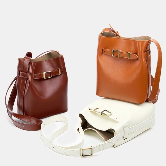 Women's Genuine Leather Vintage Shoulder Bucket Bag