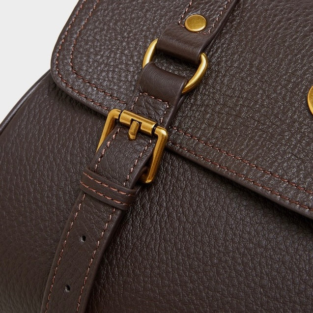 Classic Buckle-Detail Leather Satchel with Braided Handle