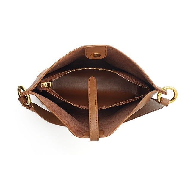 Women’s Genuine Leather Commuter Bucket Tote Bag