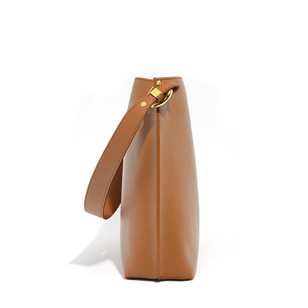 Women’s Genuine Leather Commuter Bucket Tote Bag